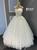 Seraphina 3D Organza Rosette Ballgown – Strapless Finely Pleated Tulle Wedding Dress (Style 8121)