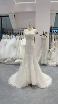 Vintage Regal Lace Mermaid Bridal Gown – High-Neck Illusion Keyhole Wedding Dress
