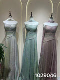 Celeste Ombre Shimmer Pleated Strapless Gown with Detachable Embellished Neck Cape